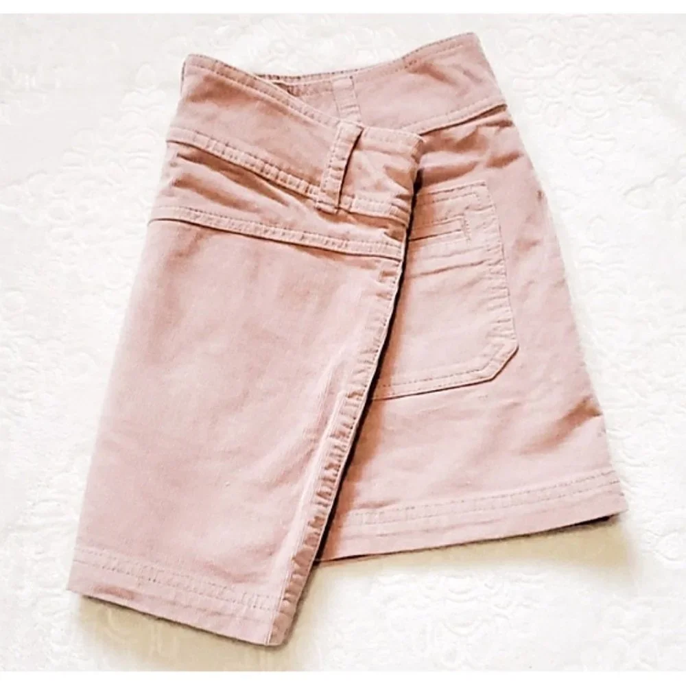 NEW Free People Joanie Cord Skirt Pink Ice Buttons Corduroy Vintage Retro Mini
